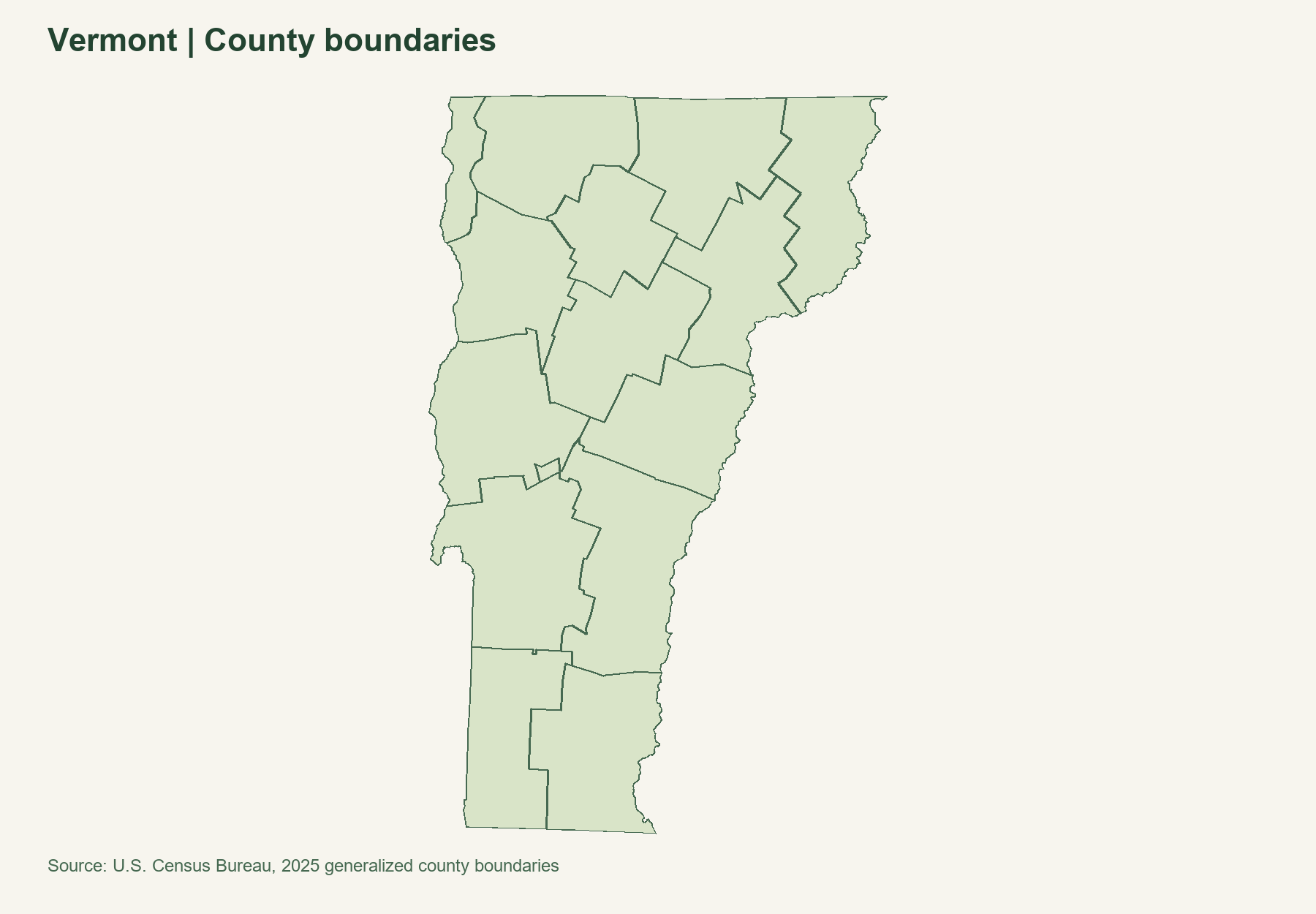 Vermont county map